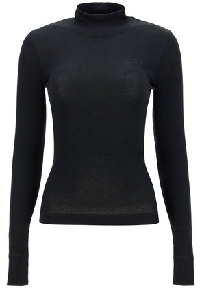 long-sleeved ribbed top - L Black