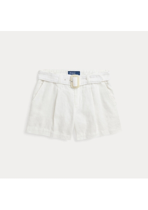 Belted Pleated Linen Short