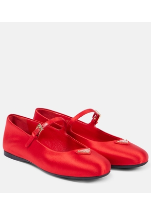 Prada Logo satin Mary Jane flats