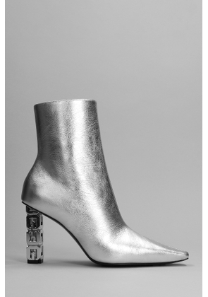 Givenchy High Heels Ankle Boots In Silver Leather