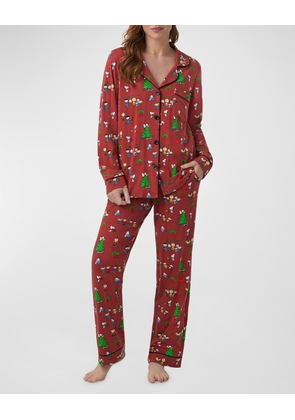 x Peanuts Holiday-Print Cotton Pajama Set