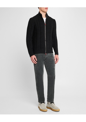 Men's Cashmere Cable Knit Full-Zip Sweater