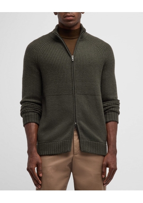 Men's Mixed Rib Full-Zip Sweater