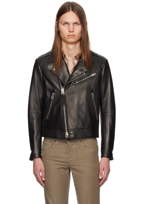 TOM FORD Black Asymmetric Leather Jacket