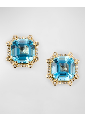 Gossip 18K Yellow Gold Blue Topaz and Diamond Stud Earrings