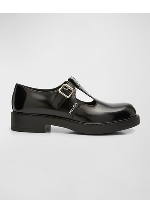 Men's T-Strap Brushed Leather Mary Jane Shoes