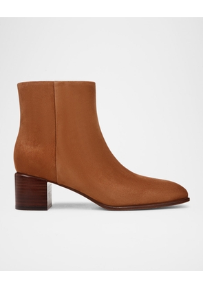 Suede Block-Heel Ankle Booties