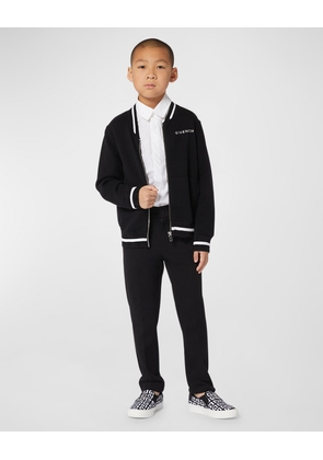 Boy's Logo-Print 4G Knitted Bomber Jacket, Size 8-14