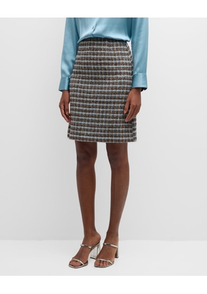 Plaid Tweed Pencil Skirt