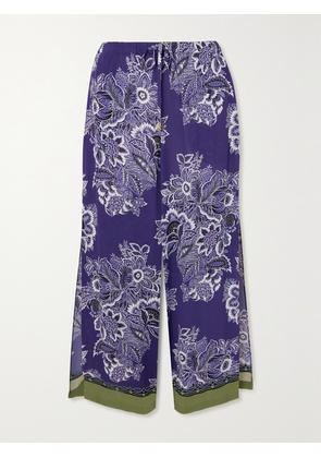 Etro - Floral-print Satin Wide-leg Pants - Blue - x small,small,medium,large,x large