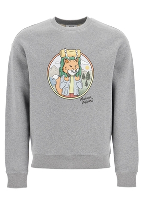 rambling fox print sweat - L Grey