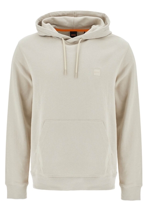 hooded sweatshirt with logo patch - L Beige