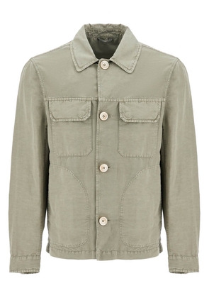 linen and cotton gabardine overshirt - 50 Khaki