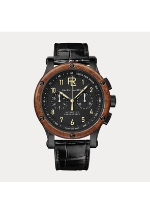 42 MM Chronograph Black Steel Wood Bezel