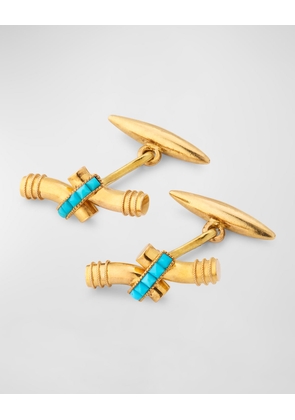 Estate 14K Yellow Gold Turquoise Cufflinks