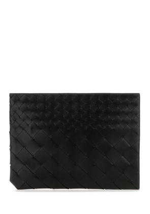 Bottega Veneta Black Leather Intrecciato Pouch