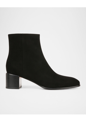 Suede Block-Heel Ankle Booties