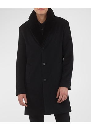 Men's Loro Piana Cashmere Short Coat with Detachable Lamb Shearling Collar