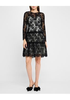 Tiered Floral Lace Dress