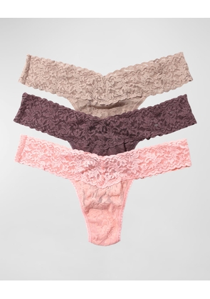 3-Pack Low-Rise Multicolor Lace Thongs