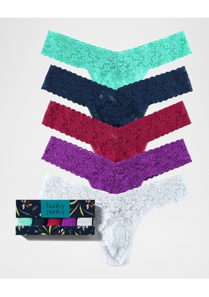 5-Pack Low-Rise Multicolor Lace Thongs