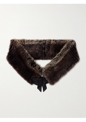 SAINT LAURENT - Silk Satin-trimmed Shearling Scarf - Brown - One size