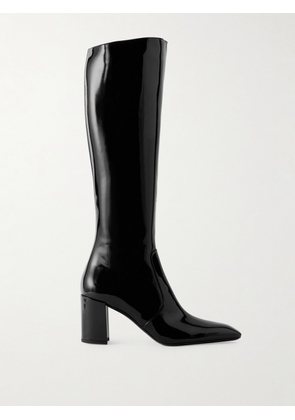 SAINT LAURENT - Lauren Patent-leather Boots - Black - EU 37,EU 37.5,EU 38,EU 39,EU 39.5,EU 40