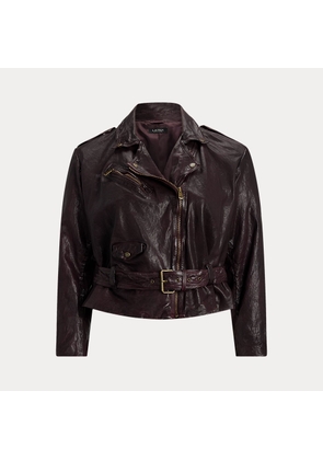 Curve - Belted Burnished Leather Moto Jacket