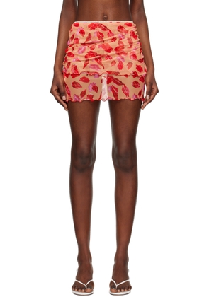 Marco Rambaldi Red Graphic Miniskirt