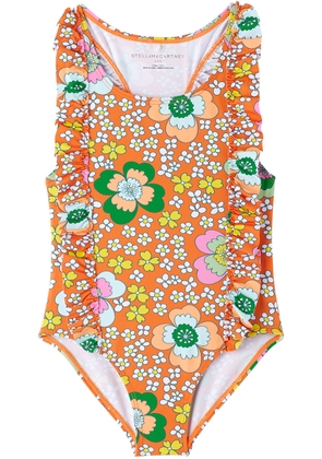 Stella McCartney Kids Orange Floral One-Piece Swimsuit