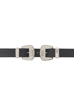 Moschino Jeans Black Crystal Double-Buckle Belt