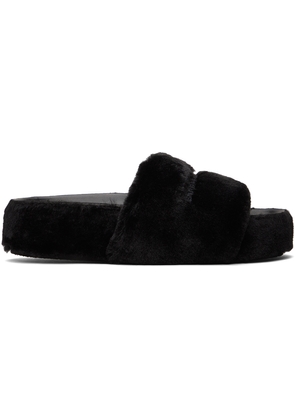 Stella McCartney Black Signature Fuzzy Slides