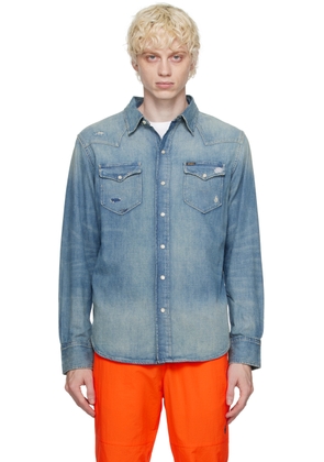 Polo Ralph Lauren Blue Distressed Denim Shirt