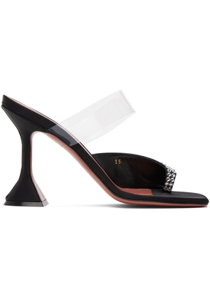 Amina Muaddi Black Paloma Slipper Heeled Sandals