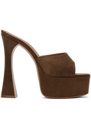 Amina Muaddi Brown Dalida Heeled Sandals