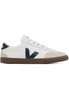 VEJA White & Navy Volley Leather Sneakers