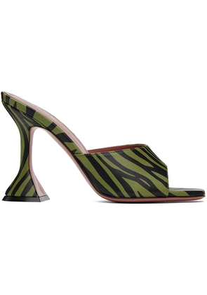 Amina Muaddi Green & Black Lupita Heeled Sandals