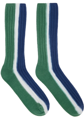 sacai Green & Navy Vertical Dye Socks