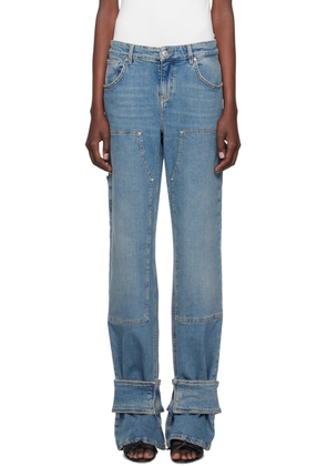 Blumarine Blue Boyfit Cargo Jeans