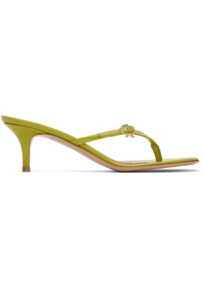 Gianvito Rossi Green Ribbon Thong Heeled Sandals