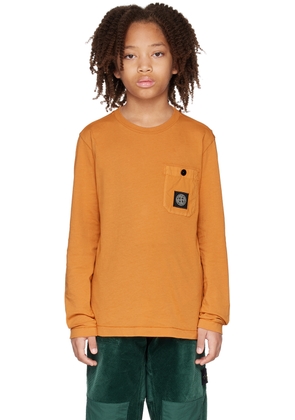 Stone Island Junior Kids Orange Patch Long Sleeve T-Shirt