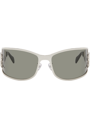 Blumarine Silver Metal Wraparound Sunglasses