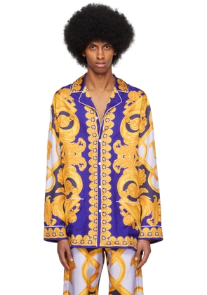 Versace Underwear Blue & Yellow Barocco 660 Pyjama Shirt