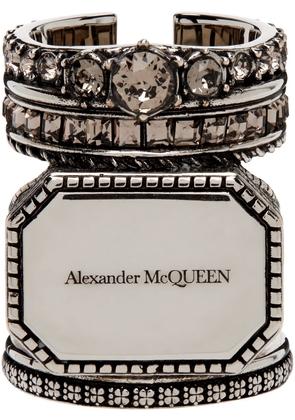 Alexander McQueen Silver Stacked Signet Ring