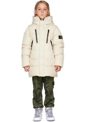 Stone Island Junior Kids Off-White Crinkled Down Jacket