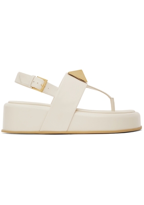 Valentino Garavani Off-White One Stud Flat Sandals