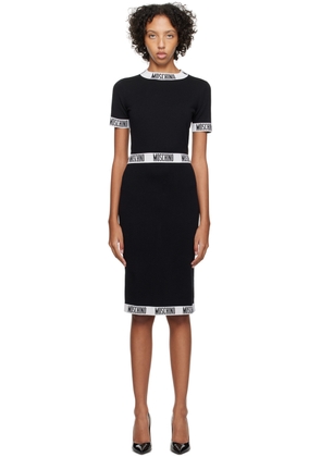 Moschino Black Jacquard Midi Dress