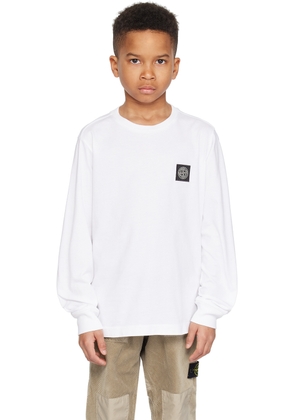 Stone Island Junior Kids White Patch Long Sleeve T-Shirt