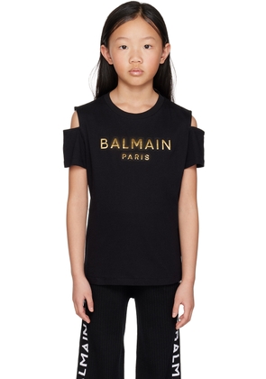 Balmain Kids Black Cutout T-Shirt