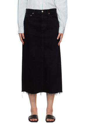 AGOLDE Black Della Denim Midi Skirt